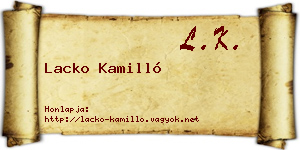 Lacko Kamilló névjegykártya