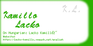 kamillo lacko business card